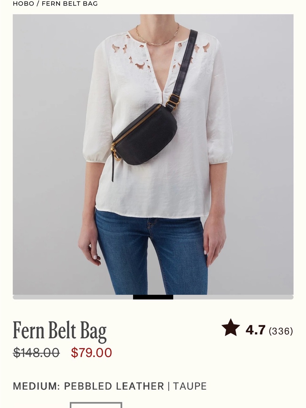 HOBO Fern Belt Bag in Black with Gold Hardware